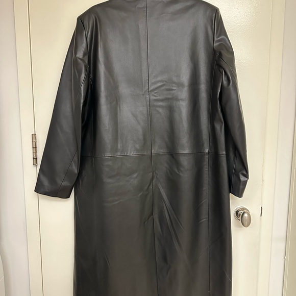 Zara Black Faux Leather Coat - Picture 2 of 5